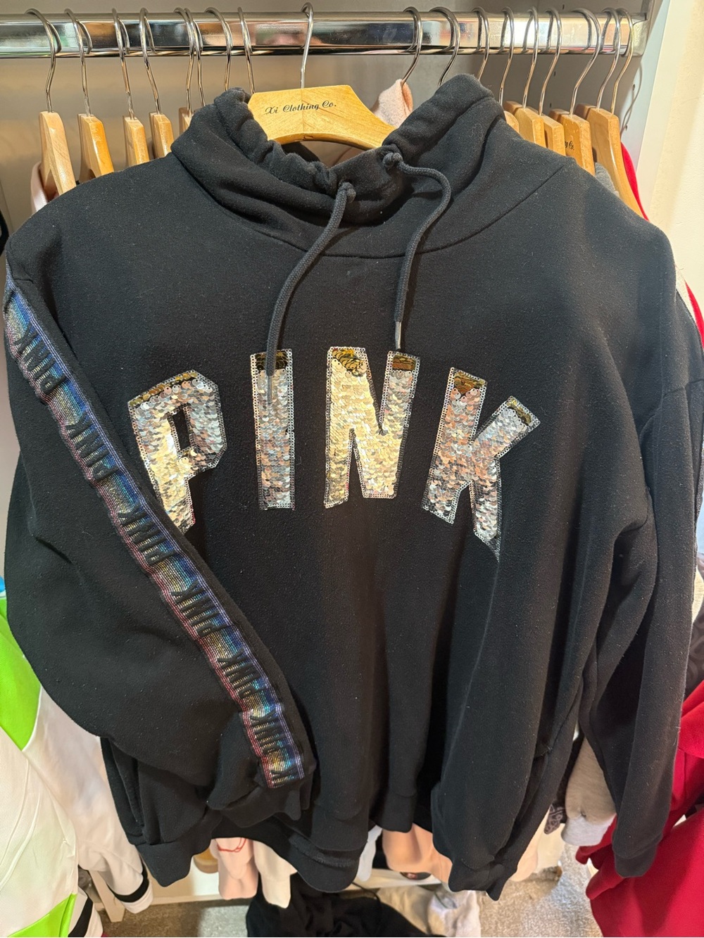 Victoria's Secret PINK Black Hoodie with Branded Trim